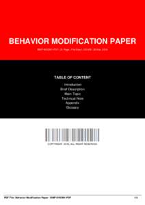 BEHAVIOR MODIFICATION PAPER BMP-9VIOM1-PDF | 31 Page | File Size 1,125 KB | 28 Mar, 2016 TABLE OF CONTENT Introduction Brief Description