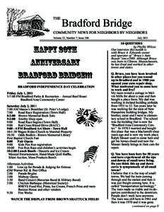 THE  Bradford Bridge COMMUNITY NEWS FOR NEIGHBORS BY NEIGHBORS Volume 22, Number 7; Issue 240
