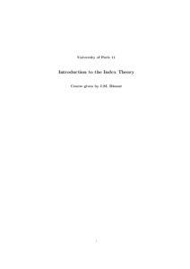 University of Paris 11  Introduction to the Index Theory