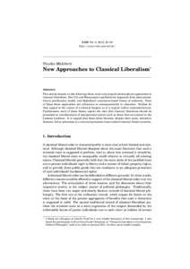 RMM Vol. 3, 2012, 22–50 http://www.rmm-journal.de/ Nicolás Maloberti  New Approaches to Classical Liberalism*