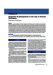 Key Technologies  Integrated ID Management in the Age of Internal Governance TANAKA Nobuyoshi, KUWATA Masahiko