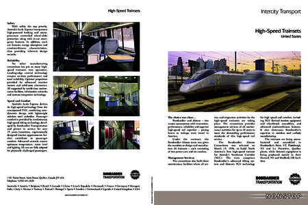 Intercity Transport  High-Speed Trainsets Safety With safety the top priority,