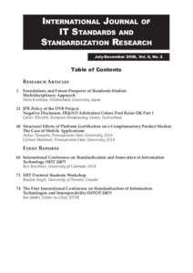 International Journal of IT Standards and Standardization Research July-December 2008, Vol. 6, No. 2  Table of Contents