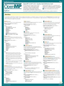 OpenMP API 4.0 C/C++ 	  Page 1 OpenMP 4.0 API C/C++ Syntax Quick Reference Card ®