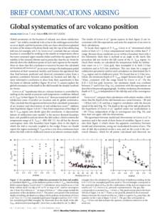 Global systematics of arc volcano position