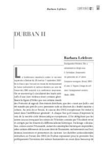Barbara Lefebvre  CONTROVERSES DURBAN II