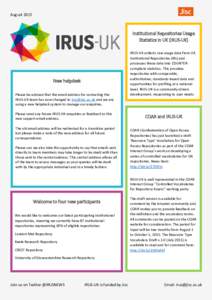 AugustInstitutional Repositories Usage Statistics in UK (IRUS-UK)  New helpdesk
