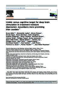 European Neuropsychopharmacology (]]]]) ], ]]]–]]]  www.elsevier.com/locate/euroneuro Limbic versus cognitive target for deep brain stimulation in treatment-resistant