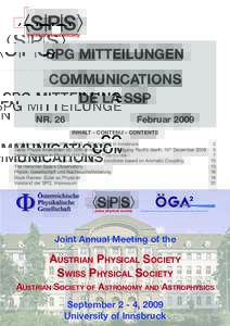 SPG MITTEILUNGEN COMMUNICATIONS DE LA SSP NR. 26  Februar 2009