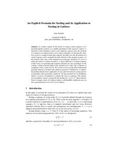 An Explicit Formula for Sorting and its Application to Sorting in Lattices Jens Gerlach Fraunhofer FOKUS 