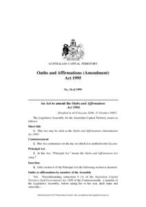 AUSTRALIAN CAPITAL TERRITORY  Oaths and Affirmations (Amendment) Act 1995 No. 34 of 1995