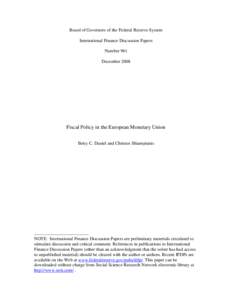 Fiscal Policy in the European Monetary Union