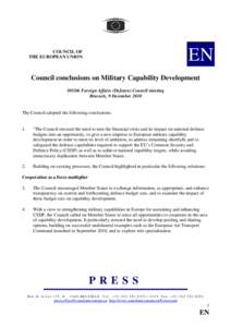 EN  COUNCIL OF THE EUROPEAN UNION  Council conclusions on Military Capability Development