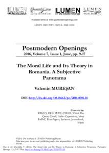 Available online at www.postmodernopenings.com  e-ISSN: 2069–9387; ISSN–L: 2068–0236 Postmodern Openings 2016, Volume 7, Issue 1, June, pp. 9-17