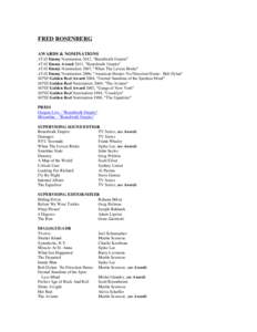 FRED ROSENBERG AWARDS & NOMINATIONS ATAS Emmy Nomination 2012, 