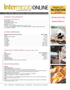 HOME | SUBSCRIBE | ORDER BACK ISSUES | RECIPE INDEX | EMAIL AN EDITOR | ADVERTISE  GENERAL REQUIREMENTS REQUEST RATE CARD