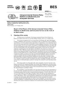 UNITED NATIONS BES IPBES/3/18 Intergovernmental Science-Policy