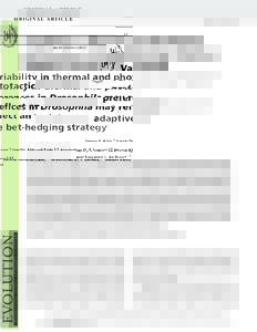 O R I G I NA L A RT I C L E doi:evoVariability in thermal and phototactic preferences in Drosophila may reflect an adaptive bet-hedging strategy