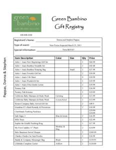 Green Bambino Gift Registry[removed]Donna and Stephen Pappas
