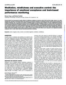 doi:[removed]scan/nss045  SCAN[removed], 85^92 Meditation, mindfulness and executive control: the importance of emotional acceptance and brain-based