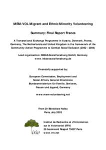 I. Presentation of our Institute and our interest in the MEM-VOL project