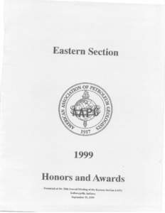 Eastern SectionHonors and Awards Presented at the 28th Annual Meeting of the Eastern Section AAPG Indianapolis, Indiana