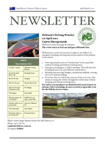 Land Rover Owners Club of cairns  9th March 2012 NEWSLETTER Defensive Driving Practice