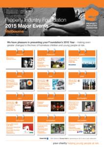 Property Industry Foundation 2015 Major Events Melbourne We have pleasure in presenting your Foundation’s 2015 Year – making even greater changes to the lives of homeless children and young people at risk.