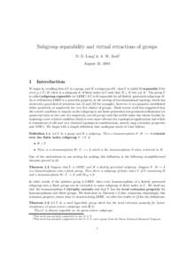 Subgroup separability and virtual retractions of groups D. D. Long∗, & A. W. Reid† August 25, 2004 1