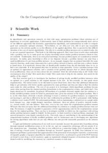 On the Computational Complexity of ReoptimizationScientific Work