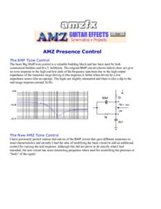 AMZ Presence Control The BMP Tone Control The basic Big Muff tone control is a valuable building block and has been used by both commercial builders and D-i-Y hobbyists. The original BMP circuit (shown below) does not gi