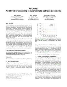 ACCAMS: Additive Co-Clustering to Approximate Matrices Succinctly Alex Beutel Amr Ahmed
