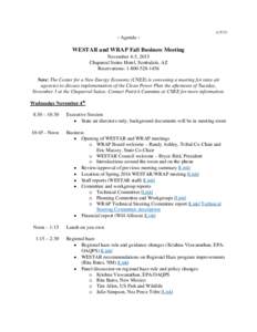   ~ Agenda ~ WESTAR and WRAP Fall Business Meeting November 4-5, 2015