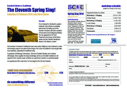 The Eleventh Spring Sing!  workshop schedule