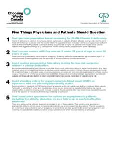 Canadian Association of Pathologists  Five Things Physicians and Patients Should Question 1