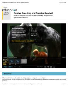 Captive Breeding and Species Survival - National Geographic Education  Activity DEVELOP:50 PM