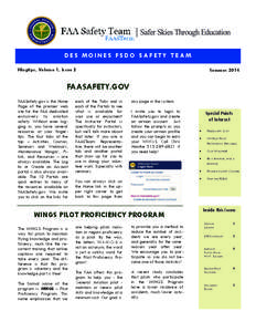 DES MOINES FSDO SAFETY TEAM Wingtips, Volume 1, Issue 2 Summer[removed]FAASAFETY.GOV