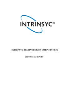 INTRINSYC TECHNOLOGIES CORPORATION 2015 ANNUAL REPORT Table of Contents  Letter to Shareholders .......................................................................................................... 2