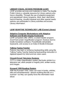 LIBRARY EQUAL ACCESS PROGRAM (LEAP)