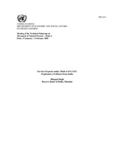 TSG 2/14 UNITED NATIONS DEPARTMENT OF ECONOMIC AND SOCIAL AFFAIRS STATISTICS DIVISION Meeting of the Technical Subgroup on Movement of Natural Persons – Mode 4