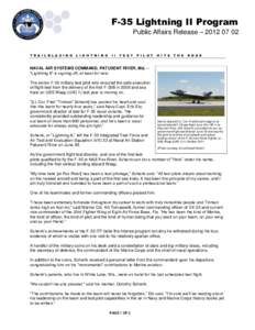 F-35 Lightning II Program Public Affairs Release – [removed]T R A I L B L A Z I N G  L I G H T N I N G