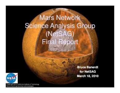Mars Network Science Analysis Group (NetSAG) Final Report  Bruce Banerdt