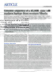 ARTICLE  doi:nature13810 Genome sequence of a 45,000-year-old modern human from western Siberia