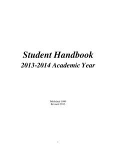 Student Handbook[removed]Academic Year Published 1990 Revised 2013