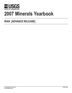 2007 Minerals Yearbook Iran [advance Release] U.S. Department of the Interior U.S. Geological Survey