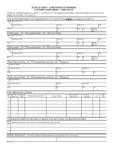 STATE OF IDAHO - FARM PRODUCTS FINANCING STATEMENT SUPPLEMENT - FORM UCC-2F Click here to clear form.  If there is insufficient space on a UCC-1F or UCC-3F for all necessary information, enter the excess on this form and