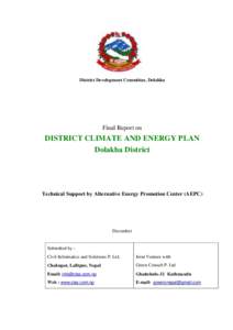 District Development Committee, Dolakha  Final Report on DISTRICT CLIMATE AND ENERGY PLAN Dolakha District