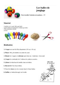 Les balles de jonglage Pour travailler l’attention ou la patience… !!!! Matériel • lentilles ou riz rond (100 g par balle)