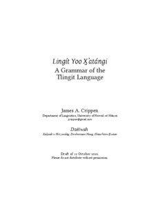 Lingít Yoo X̱ʼatángi A Grammar of the Tlingit Language