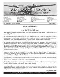 CLIPPER PIONEERS, INC. FORMER PAN AM COCKPIT CREW